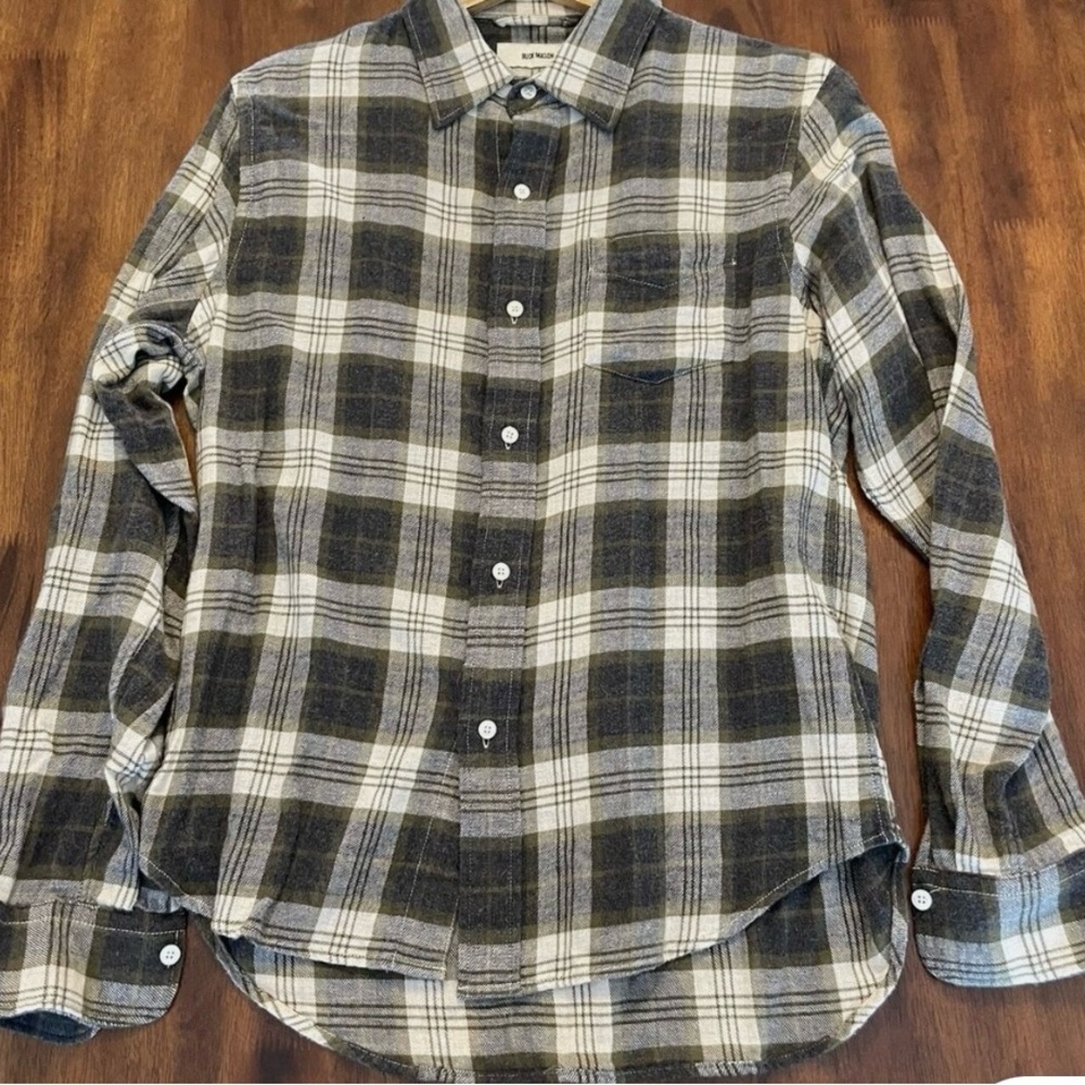 Buck Mason Black and Gray Casual Button Down Shirt